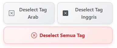 Panel tombol untuk deselect tag Arab dan Inggris