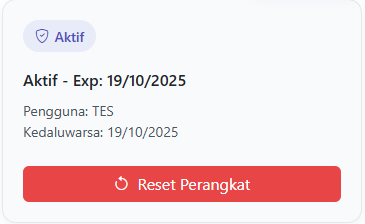 Kartu lisensi MetaFast dengan tombol reset perangkat