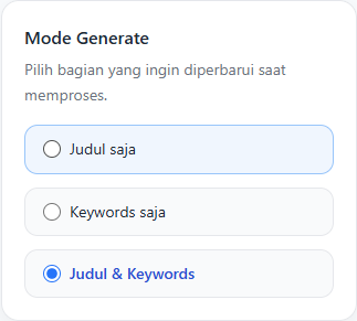 Generate Mode Options
