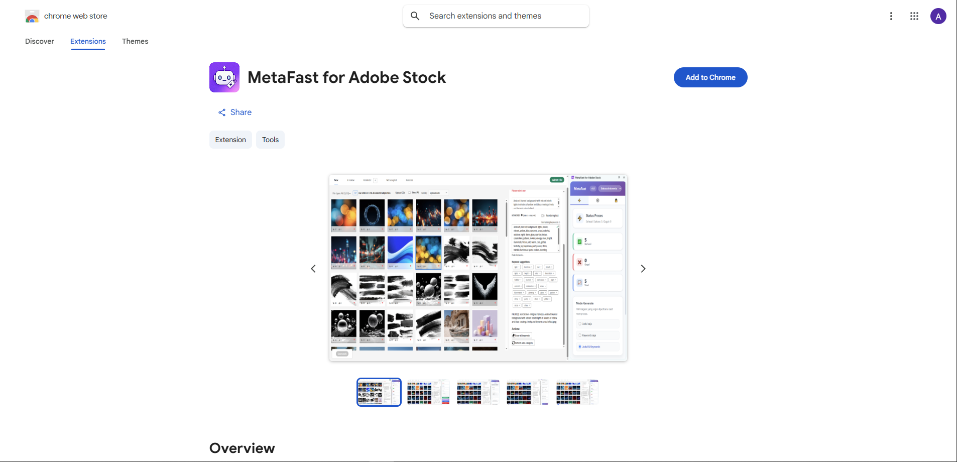 MetaFast for Adobe Stock di Chrome Web Store